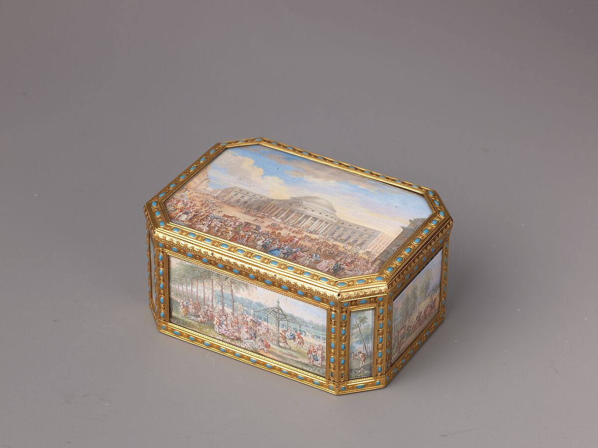 Snuffbox, Louis Roucel (French, active ca. 1756–1784, died 1787), Gold and enamel 