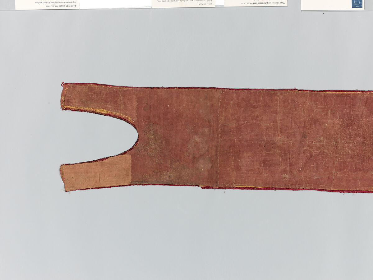 Two Orphrey Sections made into a Hanging or Cover, Silk; metal; hemp plain weave, Spanish