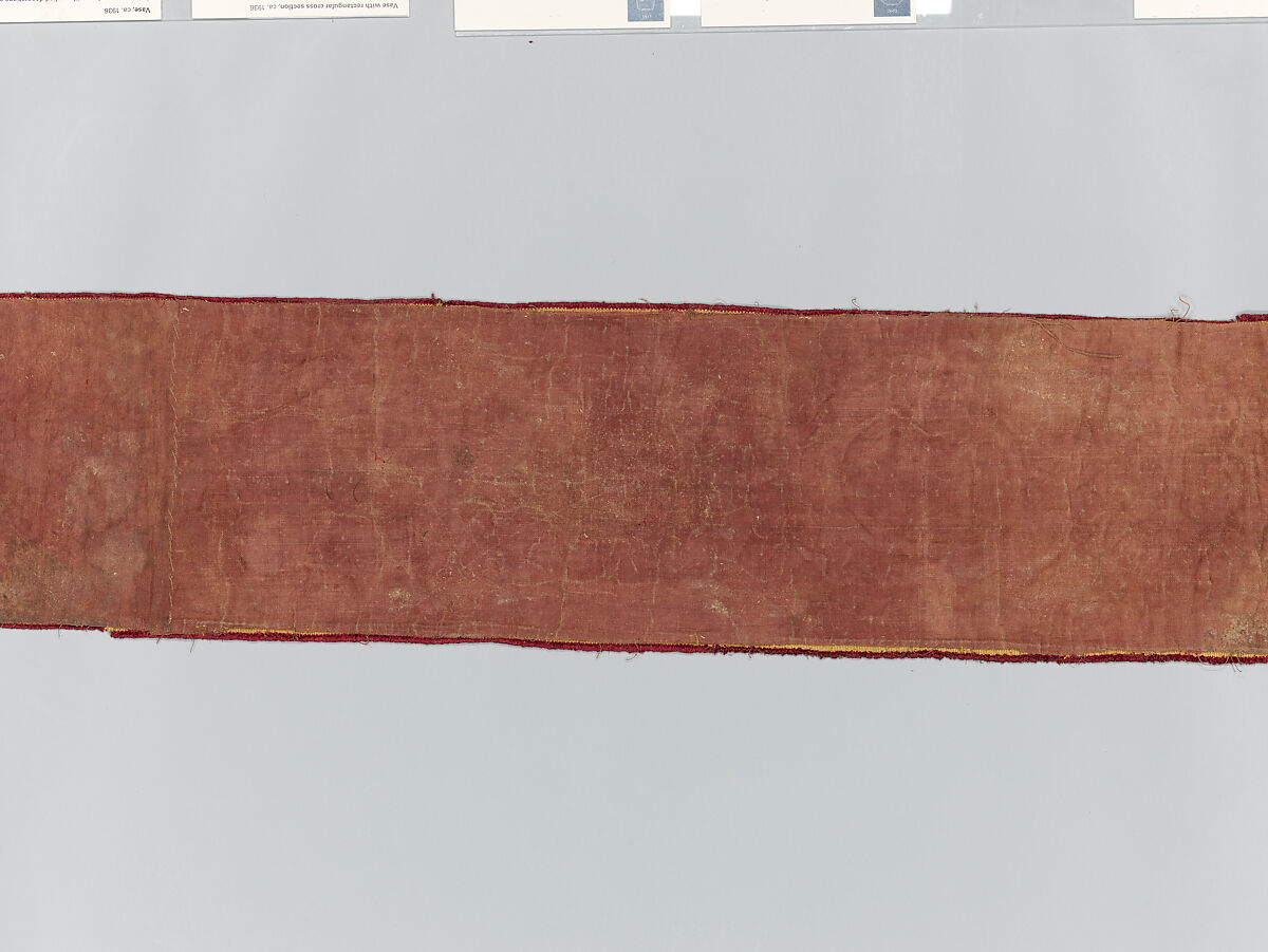 Two Orphrey Sections made into a Hanging or Cover, Silk; metal; hemp plain weave, Spanish