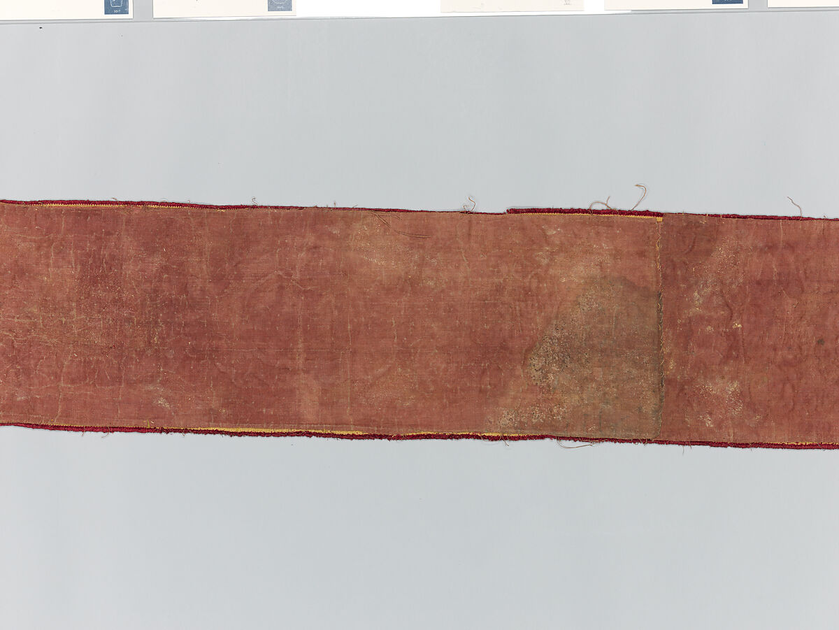 Two Orphrey Sections made into a Hanging or Cover, Silk; metal; hemp plain weave, Spanish