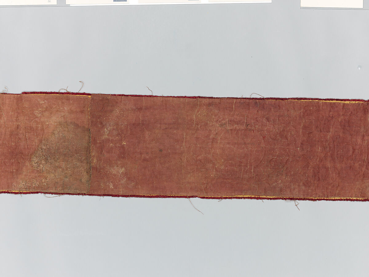 Two Orphrey Sections made into a Hanging or Cover, Silk; metal; hemp plain weave, Spanish