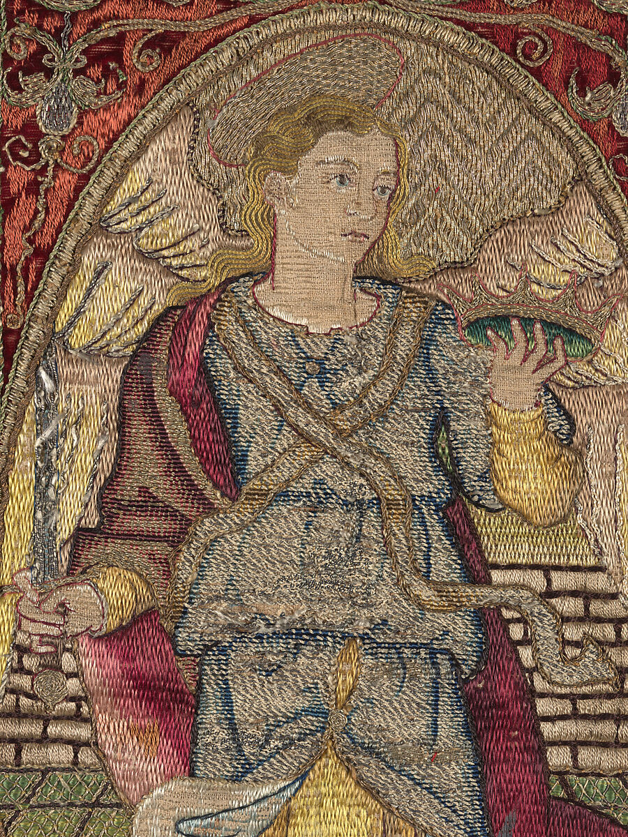 Chasuble Back with an Orphrey, Silk; metal; linen, Italian or Spanish