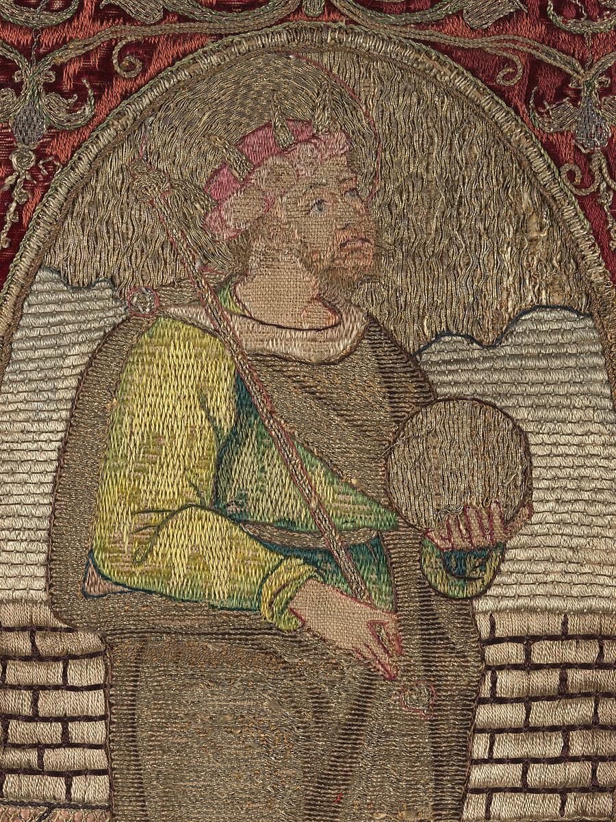 Chasuble Back with an Orphrey, Silk; metal; linen, Italian or Spanish
