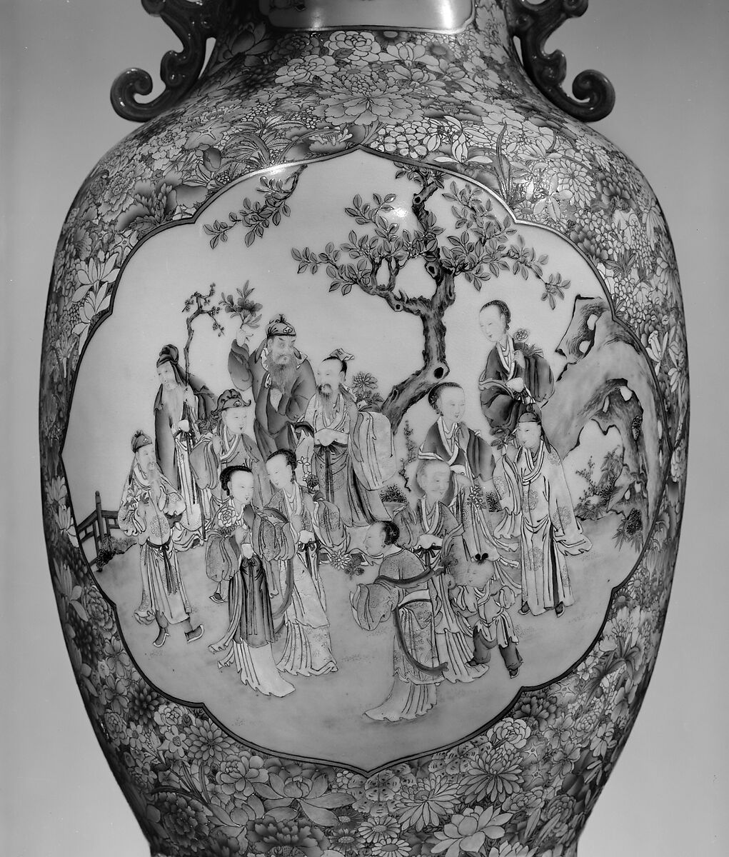 Vase with immortals, Porcelain painted in overglaze polychrome enamels (Jingdezhen ware), China