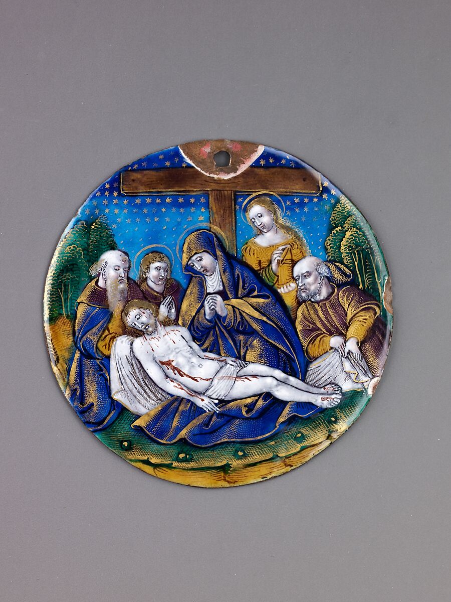 Lamentation, Painted enamel, partly gilt, on copper., probably French (Paris?) 