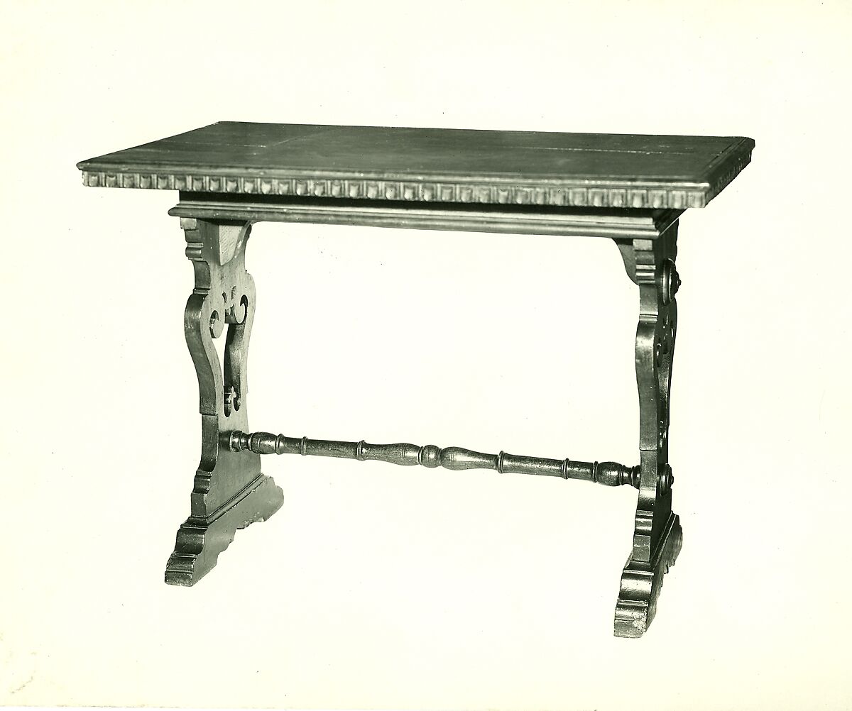 Trestle table, Walnut, maple, poplar., Italian (?)