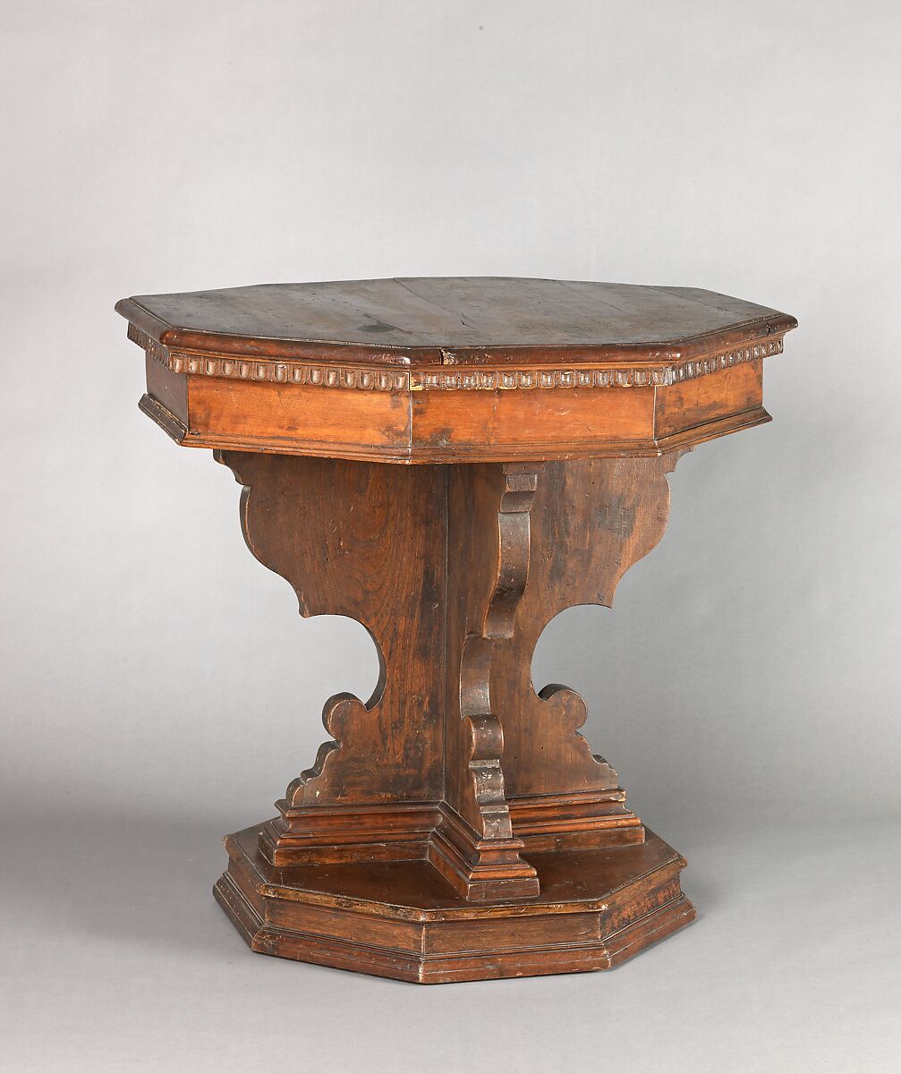 Small octagonal table, Walnut, Italian or American 