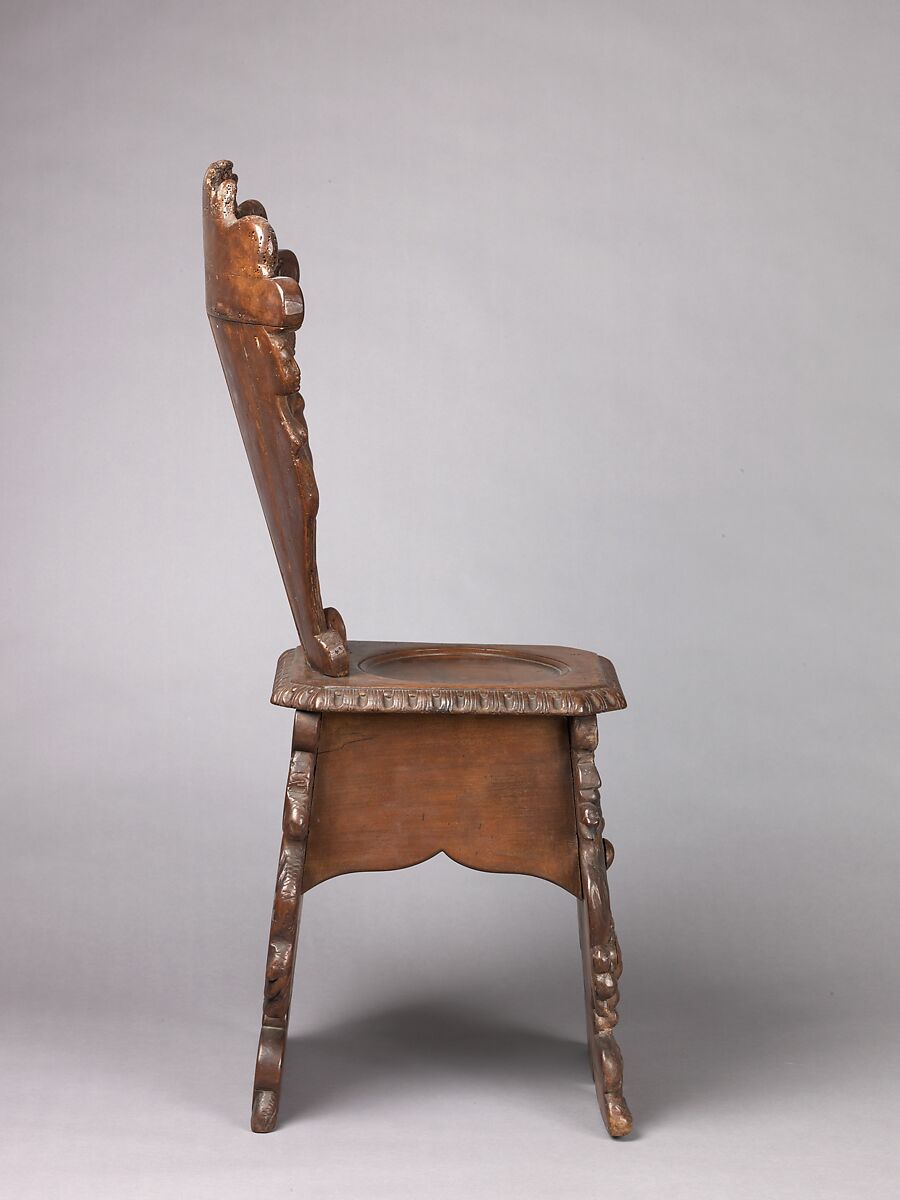 Side chair (sgabello a dorsale), Probably by Alois Überacher  , Bolzano, Walnut., Italian, Bolzano or Milan
