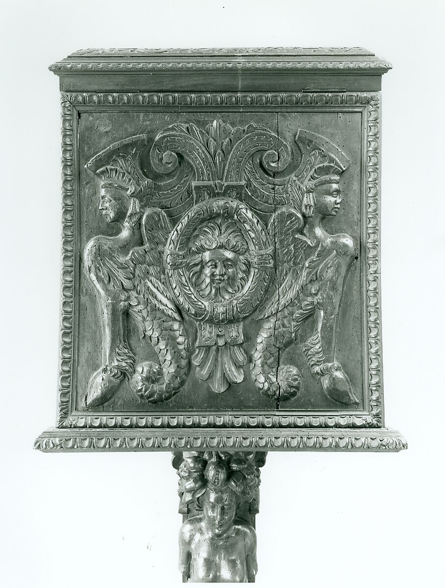 Lectern (with revised old parts), Walnut, carved, iron., French (?)