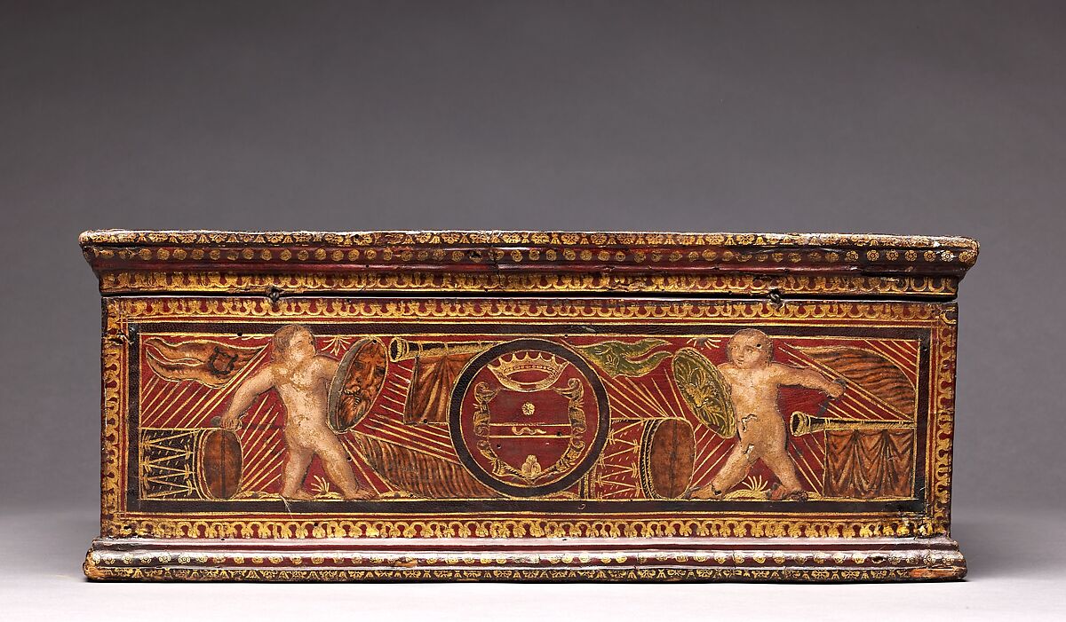 Writing Box, Poplar; leather, tooled, silhouettecut, engraved, gilded, silvered and painted; partially gilded metal mounts; brand-stamped and colored paper., North Italian, Venice (?)