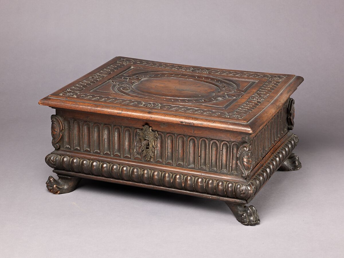 Casket (cassetta), Wood, cast bronze; cut velvet textile, interior., Italian or United States (?) 