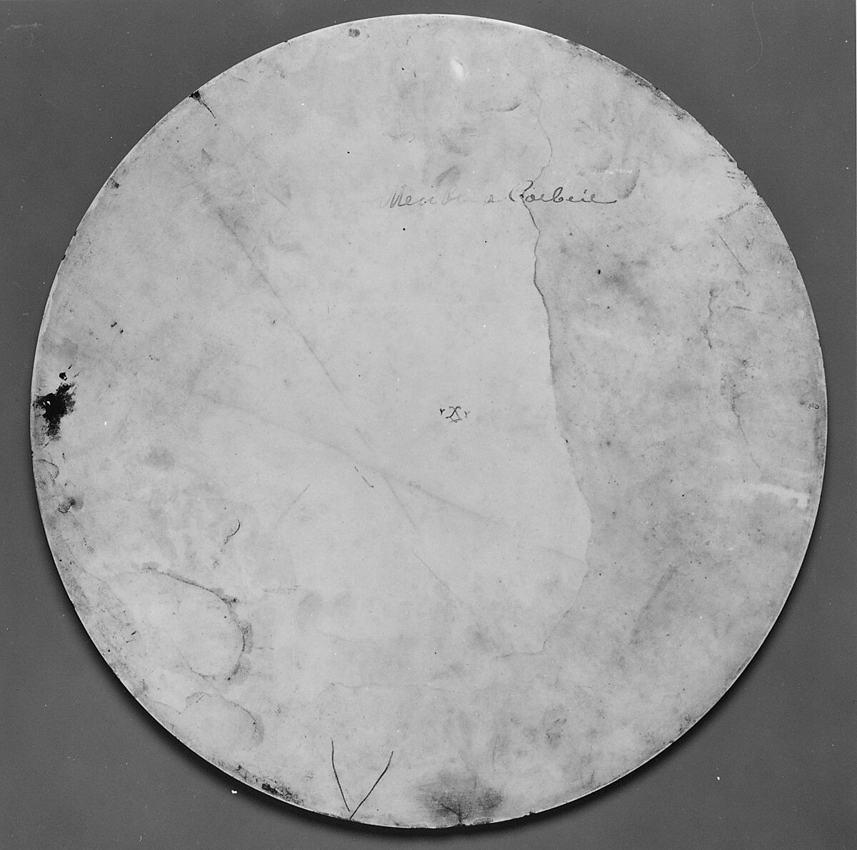 Louis XV circular marquetry and bronze dore table de salon, Martin Carlin (French, near Freiburg im Breisgau ca. 1730–1785 Paris), Oak veneered with tulipwood, holly, and ebony; set with four soft-paste Sévres porcelain plaques; gilt-bronze mounts., French, Paris