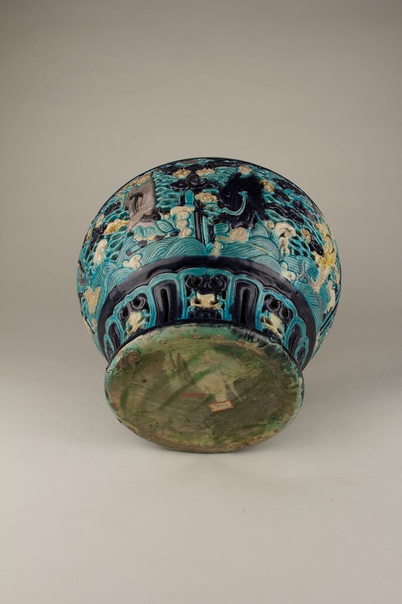 Jar with the Eight Immortals, Porcelain with relief decoration under colored glazes (Fahua ware), China