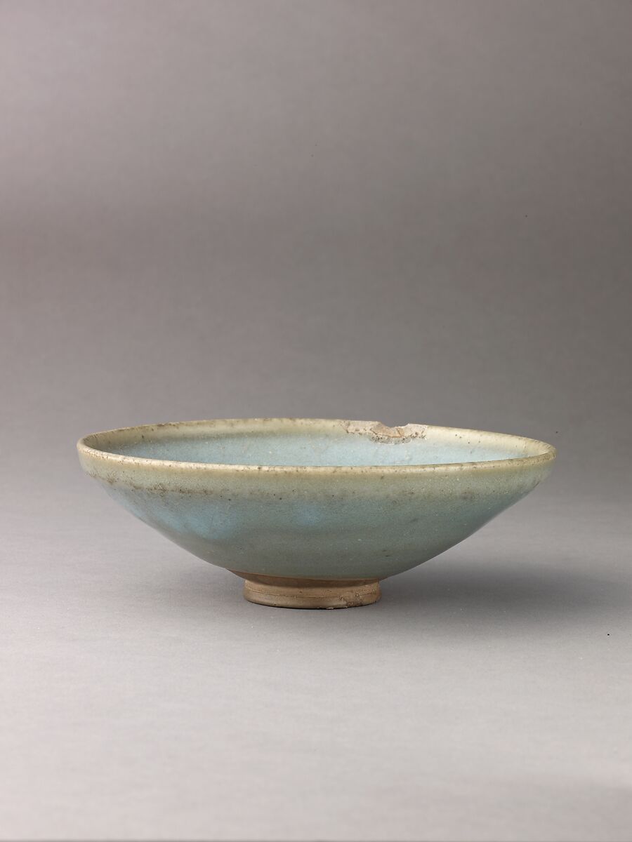 Deep bowl, Jun ware, Chinese  , Jin/Yuan Dynasty, Stoneware with splashed blue glaze., Chinese