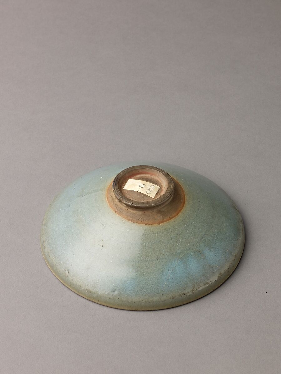 Deep bowl, Jun ware, Chinese  , Jin/Yuan Dynasty, Stoneware with splashed blue glaze., Chinese