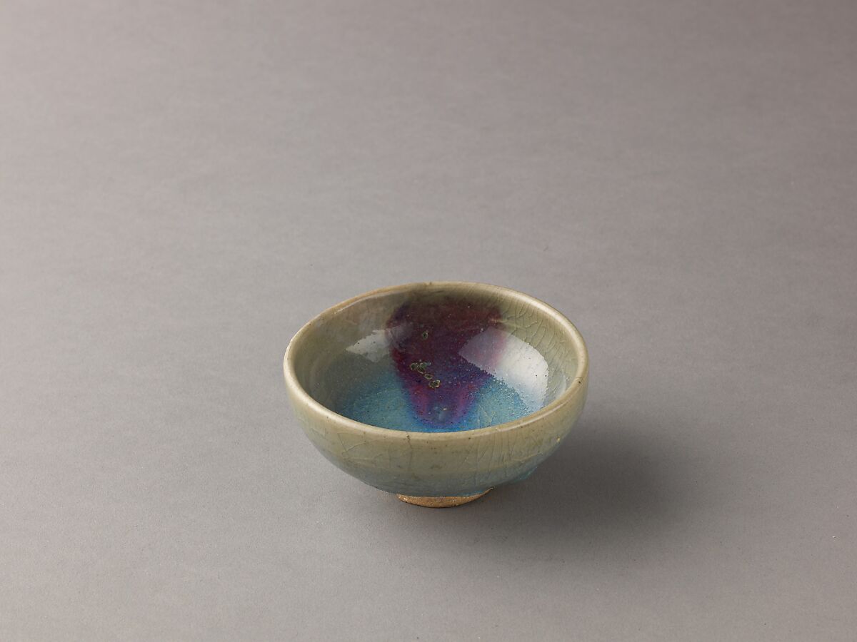 Small bowl, Jun ware, Chinese  , Yuan Dynasty, Stoneware with splashed blue glaze., Chinese 