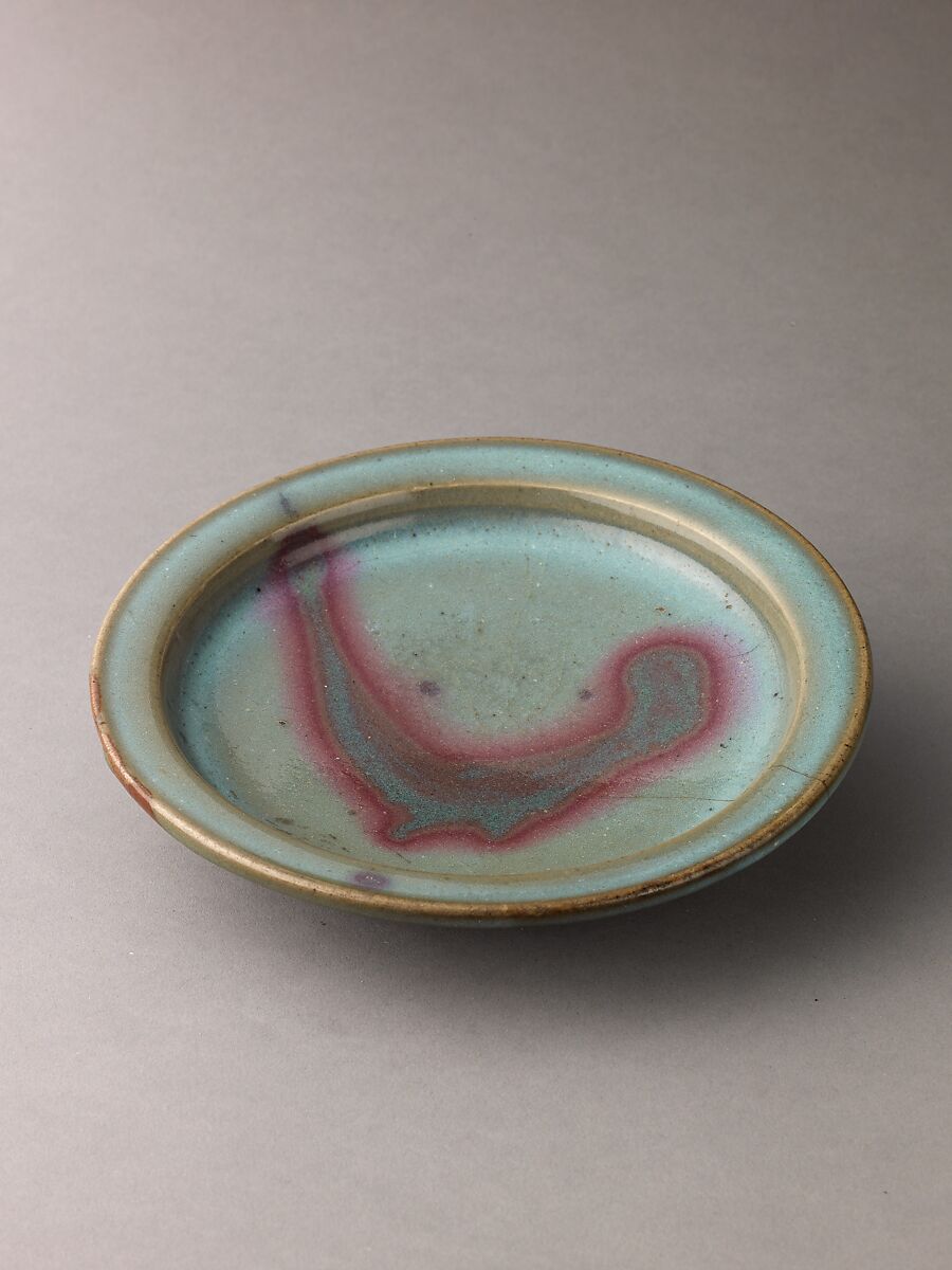 Plate, Jun ware, Chinese  , Yuan Dynasty, Stoneware with splashed blue glaze., Chinese 