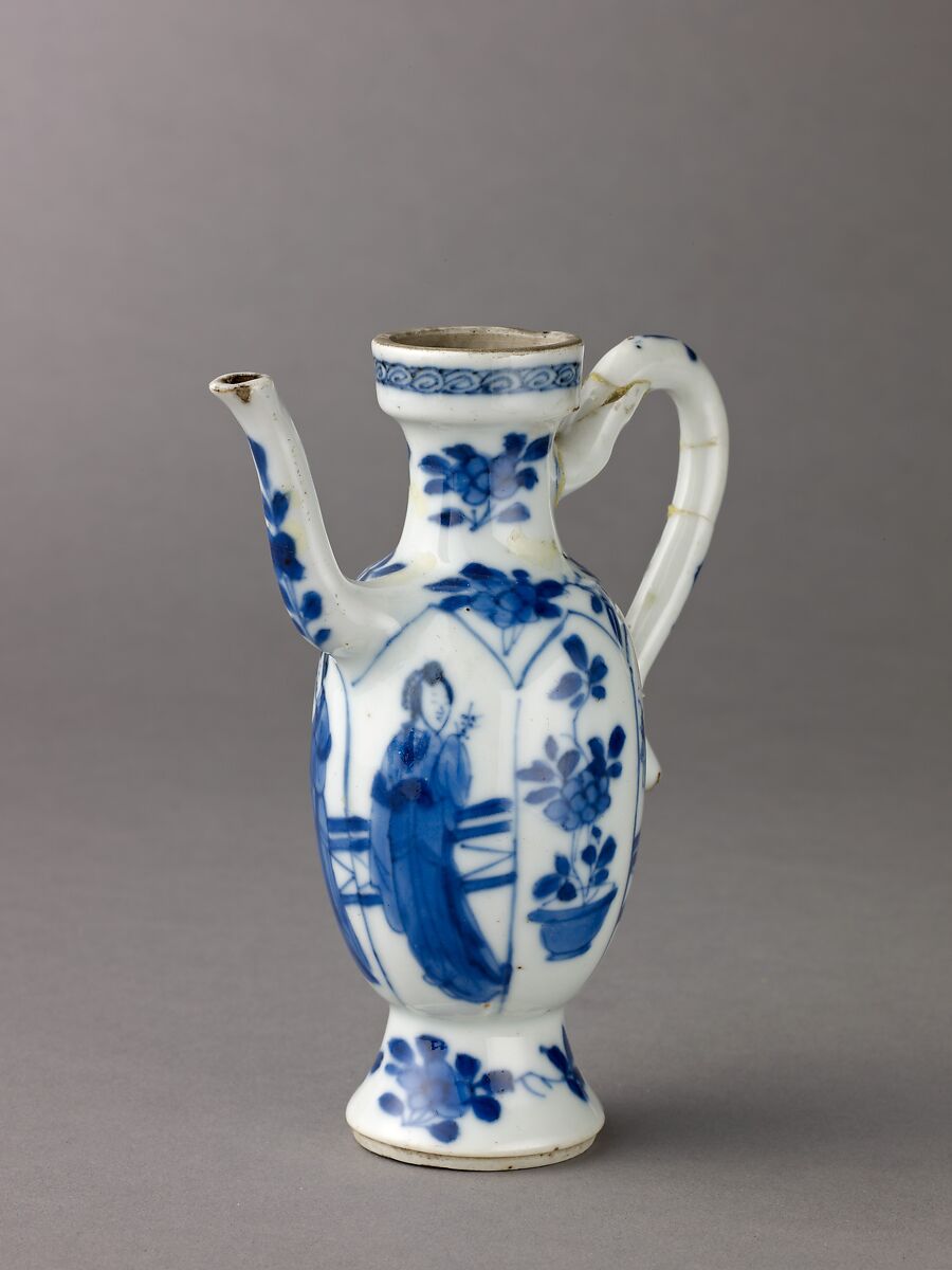 Small ewer, Chinese  , Qing Dynasty, Kangxi period, Porcelain painted in underglaze blue., Chinese 