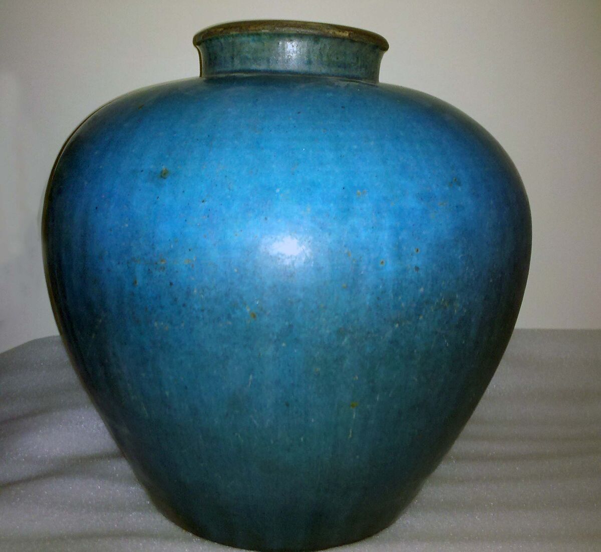 Jar, Red stoneware with turquoise blue glaze, China 