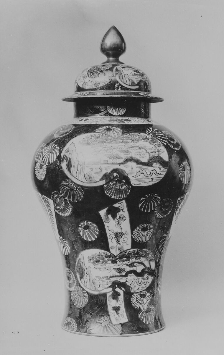Jar with cover, Porcelain decorated in colored enamels (Arita ware, Imari type), Japan 