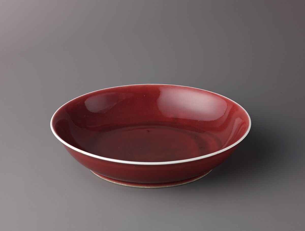 Dish, Chinese  , Qing Dynasty, Daoguang period, Porcelain with red glaze., Chinese 