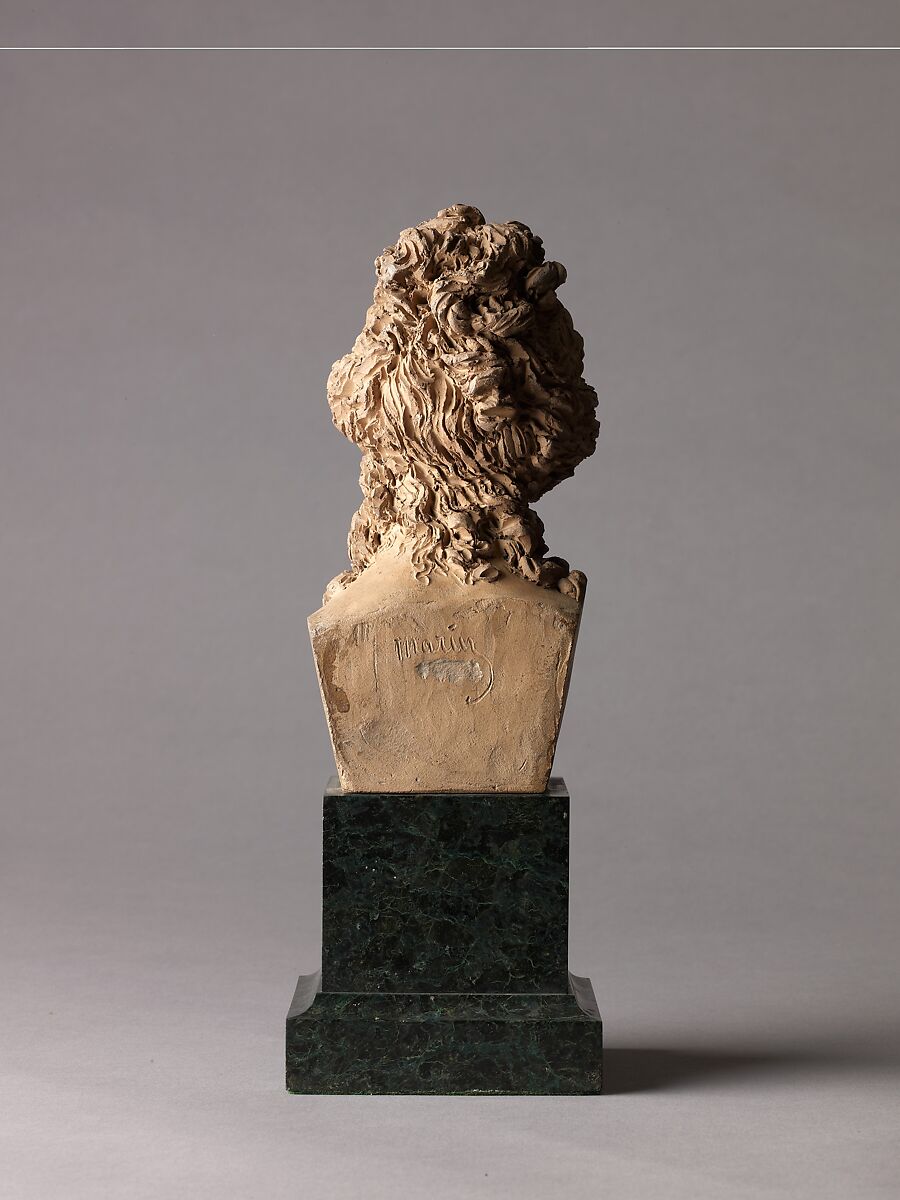 Female Bust, Joseph-Charles Marin (French, Paris 1759–1834 Paris), Terracotta, on green marble pedestal.