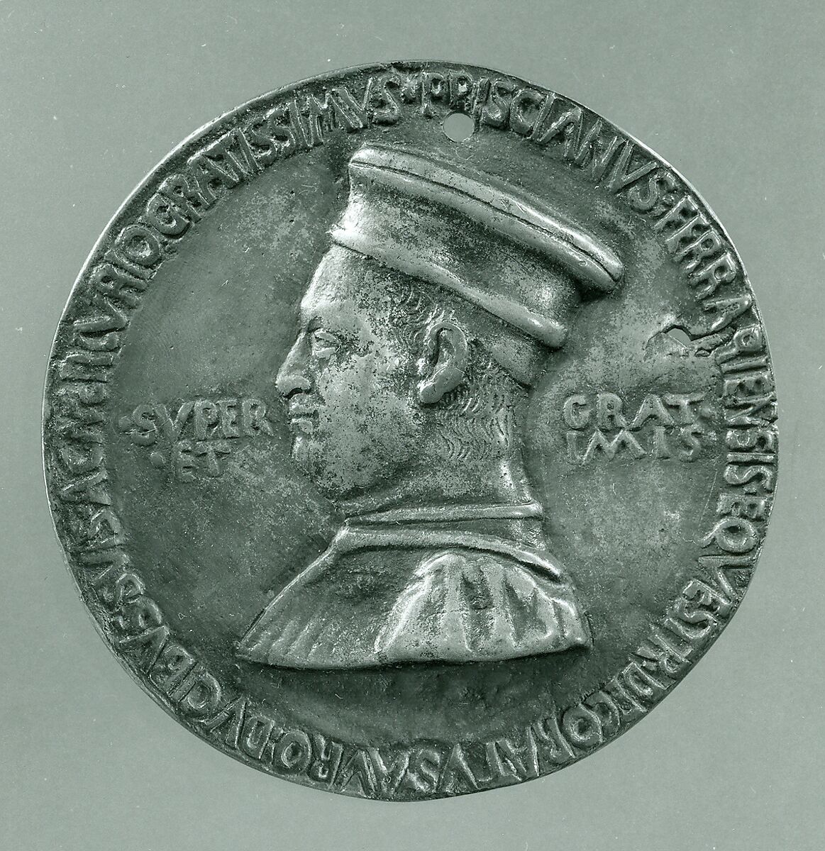 Medal:  Presciano de Ferrara, Savelli Sperandio (Italian, Mantua 1425?–?1504 Venice), Bronze (copper alloy with reddish brown patina under a worn layer of black wax or lacquer). 
