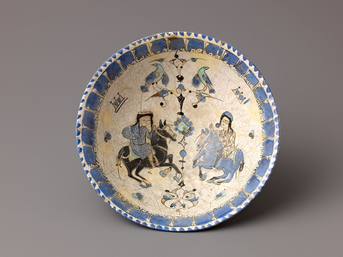 Bowl, Mina'i ("enameled") ware, Mina'i ware.  Fritware, stain - and overglaze painted, and gilded., Iranian 