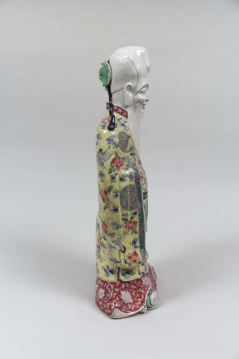 God of Longevity (Shoulao), Porcelain painted in polychrome enamels over the biscuit (Jingdezhen ware), China