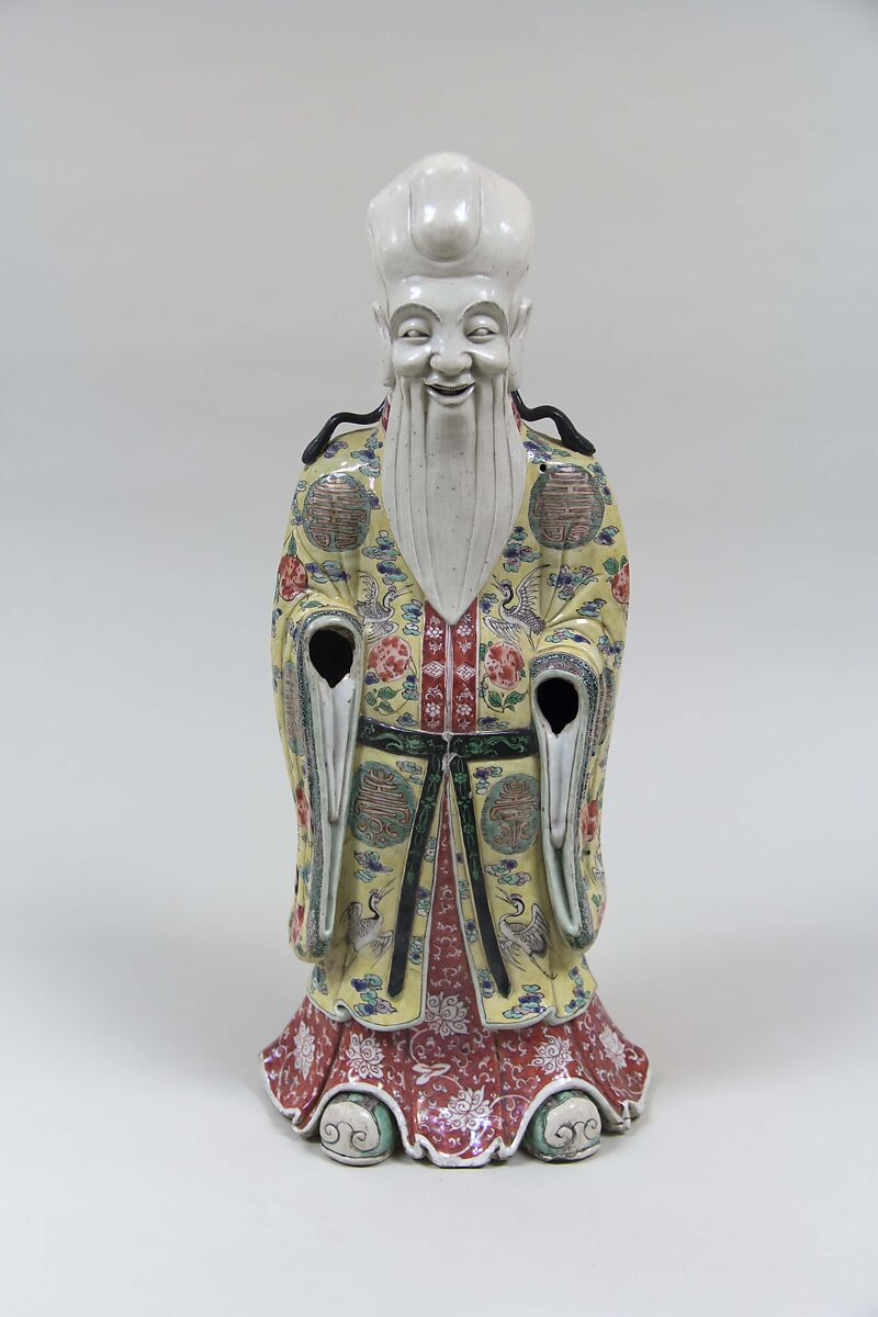 God of Longevity (Shoulao), Porcelain painted in polychrome enamels over the biscuit (Jingdezhen ware), China 