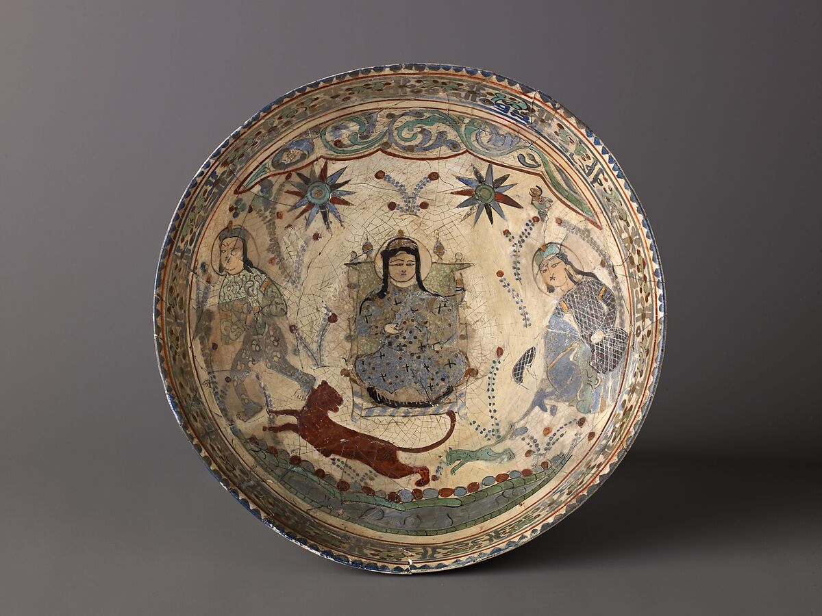 Bowl, Minai'i ("enameled") ware, Minai'i ware.  Fritware, stain-and overglaze-painted, and gilded., Iranian 