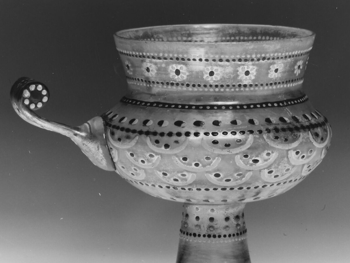 Double cup (Doppelscheuer), Colorless (slightly gray) nonlead glass. Blown, enameled, gilt., Façon de venise, Germany or Silesia (possibly Petersdorf)