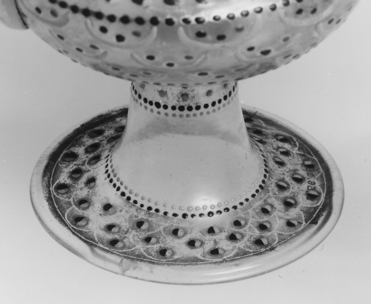 Double cup (Doppelscheuer), Colorless (slightly gray) nonlead glass. Blown, enameled, gilt., Façon de venise, Germany or Silesia (possibly Petersdorf)