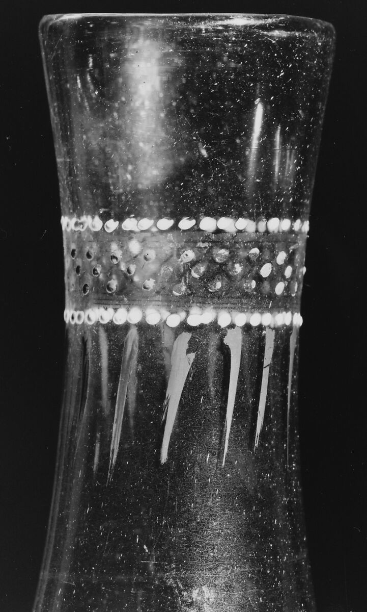 Pilgrim flask, Italian  , Venetian, early 16th century, Colorless (slightly tan) nonlead glass.  Blown, enameled, gilt., Italian (Venice)