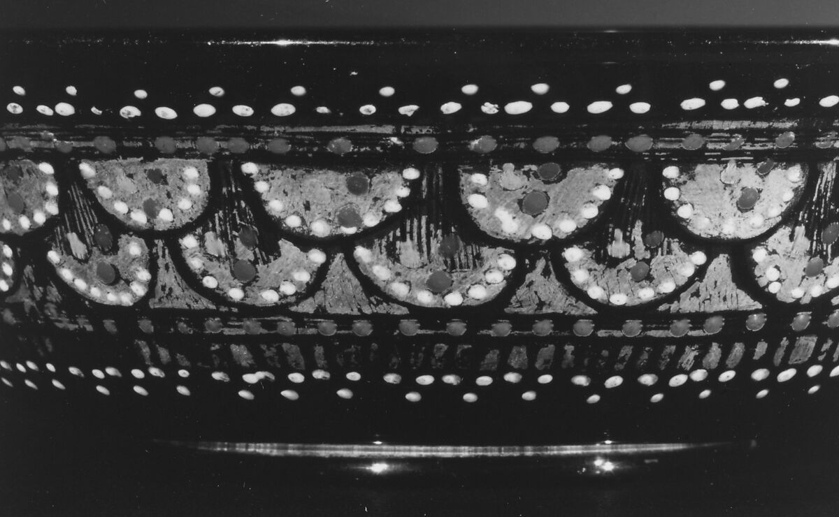 Bowl, Transparent dark blue nonlead glass.  Blown, enamaled, gilt., Italian (Venice)