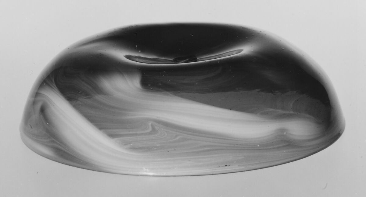 Bowl, Translucent amber nonlead glass with multicolored marbling on the exterior. Blown, Italian (probably Venice)