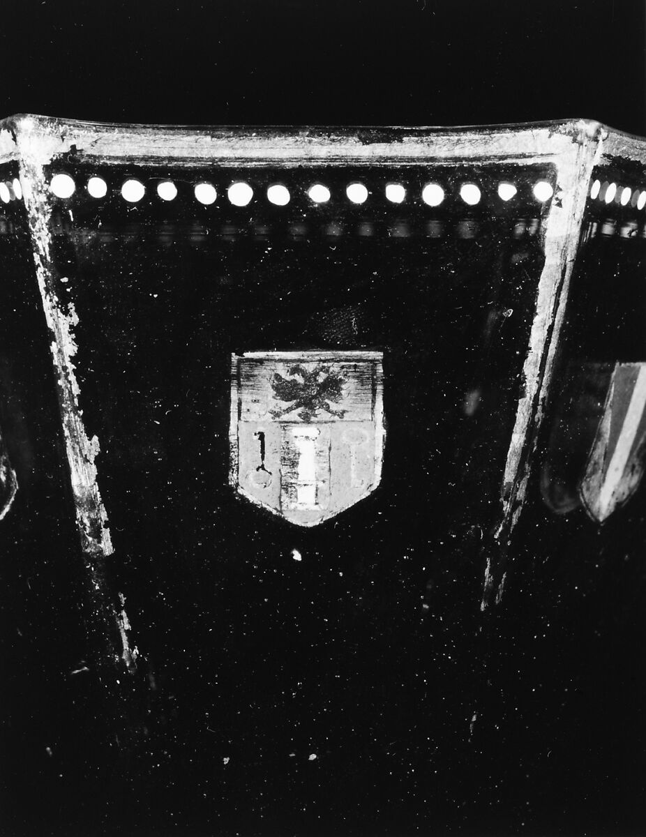 Goblet, Transparent brownish nonlead glass. Blown, enameled, gilt., Italian (probably Venice)