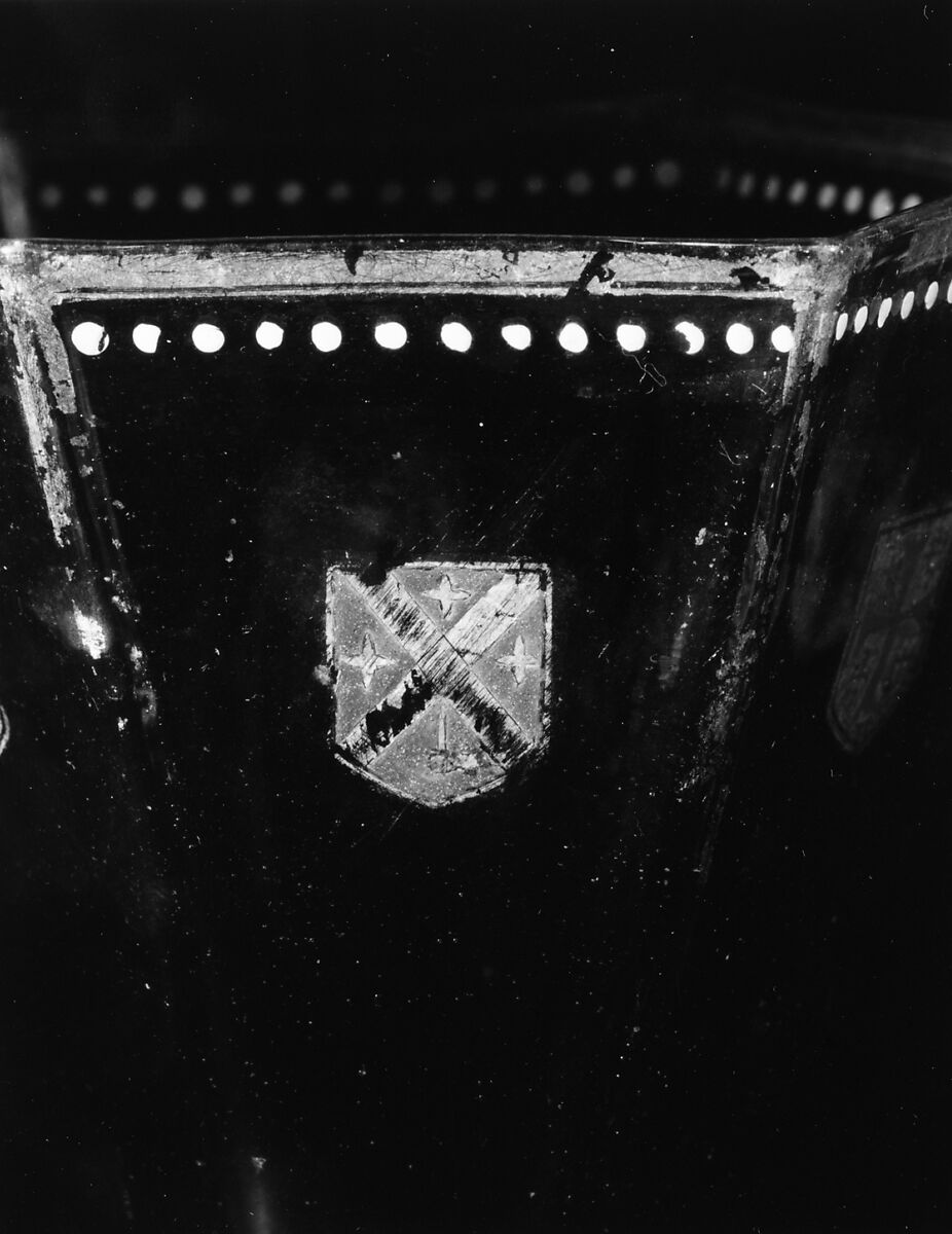 Goblet, Transparent brownish nonlead glass. Blown, enameled, gilt., Italian (probably Venice)