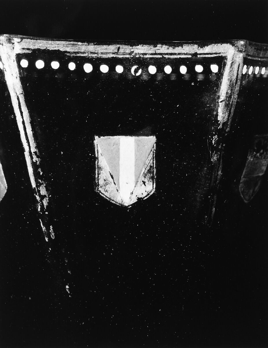 Goblet, Transparent brownish nonlead glass. Blown, enameled, gilt., Italian (probably Venice)