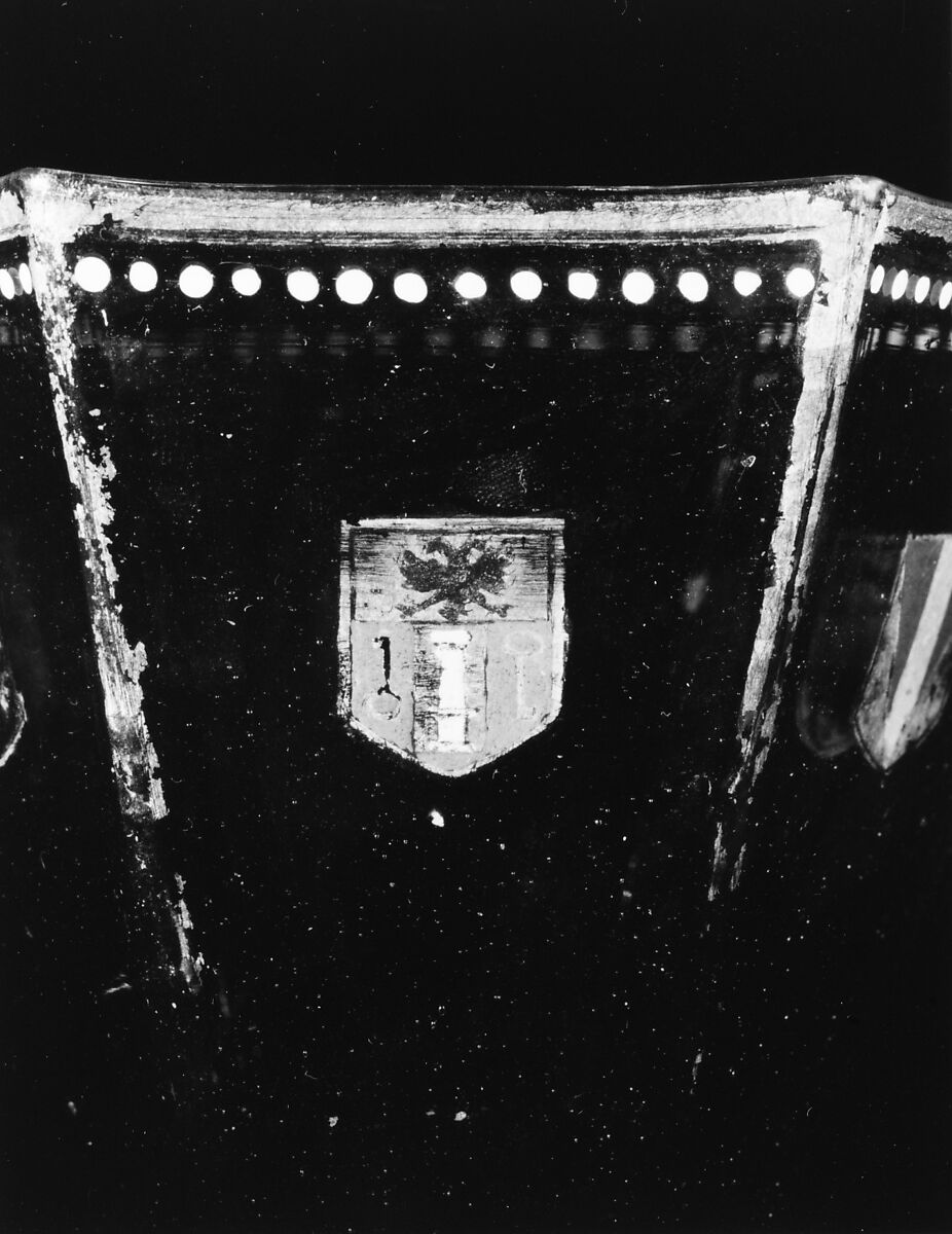 Goblet, Transparent brownish nonlead glass. Blown, enameled, gilt., Italian (probably Venice)