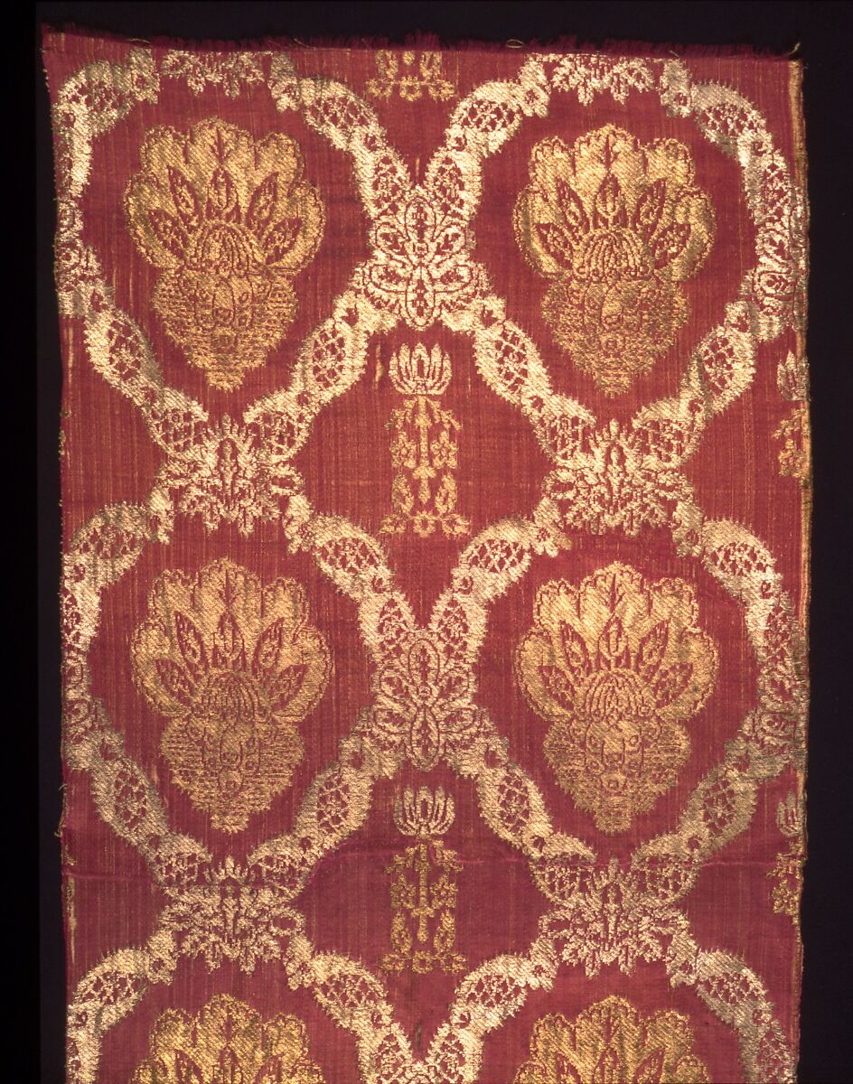 Panel, Silk; linen; metal on linen core, Italian or French 