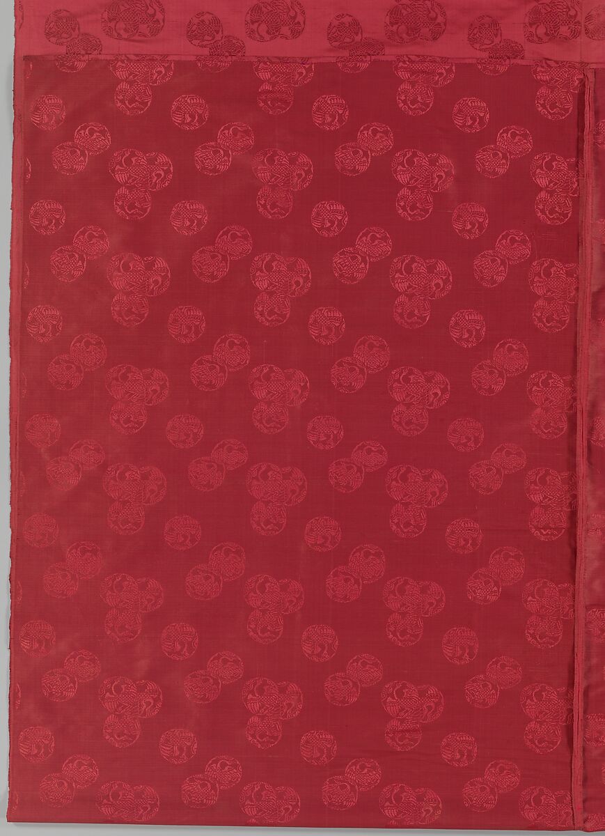 Panel (see also 1975.1.1933), Chinese  , Qing Dynasty, Red silk., Chinese