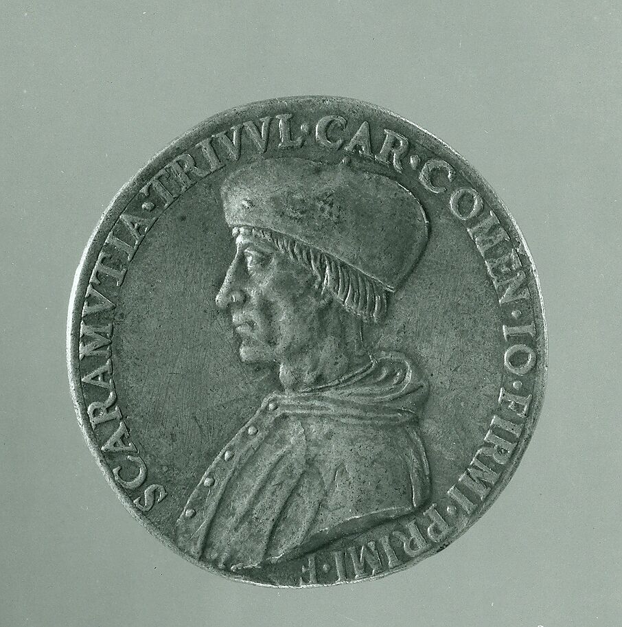 Portrait medal of Scaramuccia Trivulzio (obverse); Prudence (reverse), Bronze (copper alloy with a honeycolored
patina.), Italian, Milan