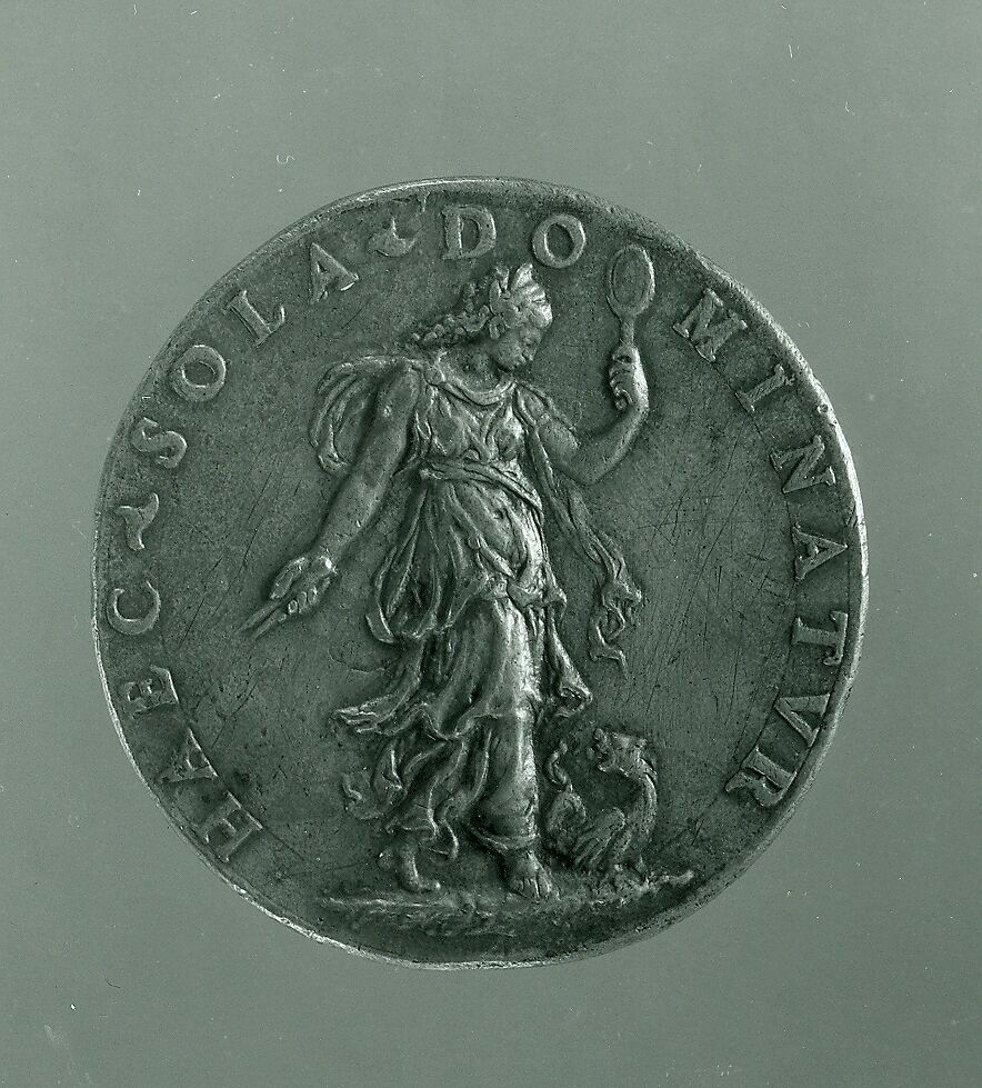 Portrait medal of Scaramuccia Trivulzio (obverse); Prudence (reverse), Bronze (copper alloy with a honeycolored
patina.), Italian, Milan