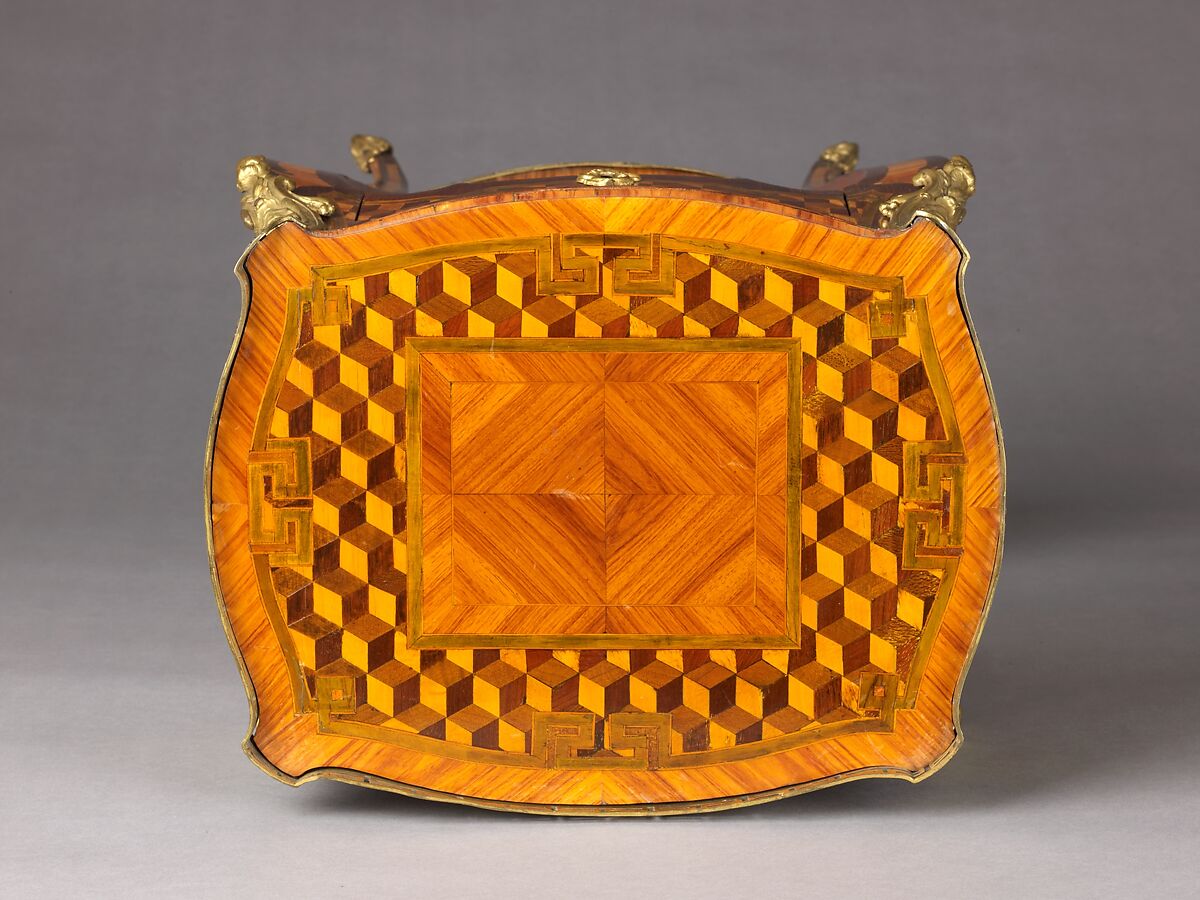 Work and writing table, Léonard Boudin (French, 1735–1807, master 1761), Oak veneered with tulipwood, amaranth, and sycamore; gilt-bronze mounts; leather dyed black with gold-tooled border.