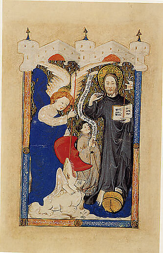 Saint Michael Presenting a Donor to Christ as Salvator Mundi, Southern Netherlands Bruges (?), Tempera and gold leaf on parchment, Southern Netherlands, probably Bruges 
