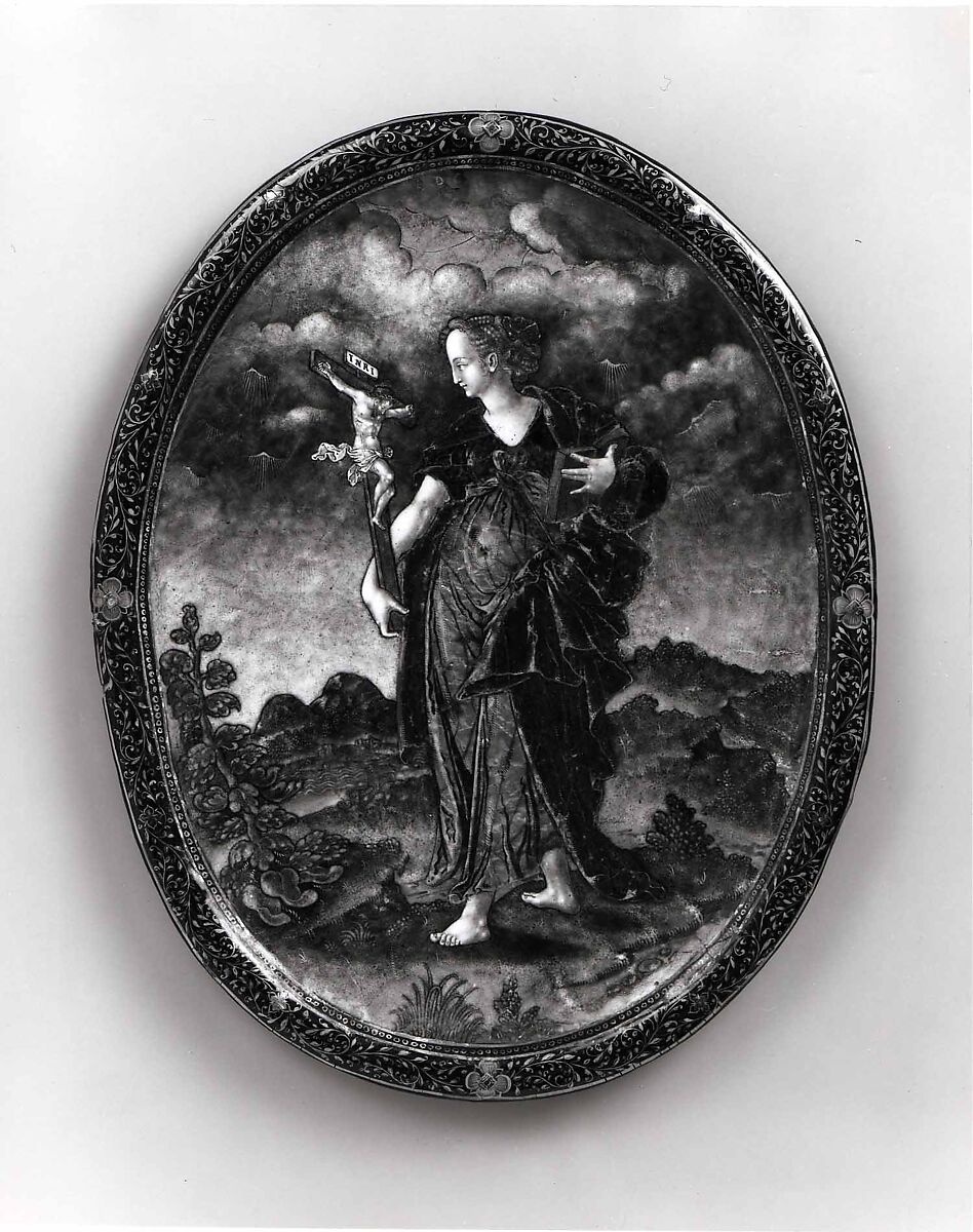 Faith, Master IDC (French, active Limoges 1614–27) or, Painted enamel, partly gilt, on copper