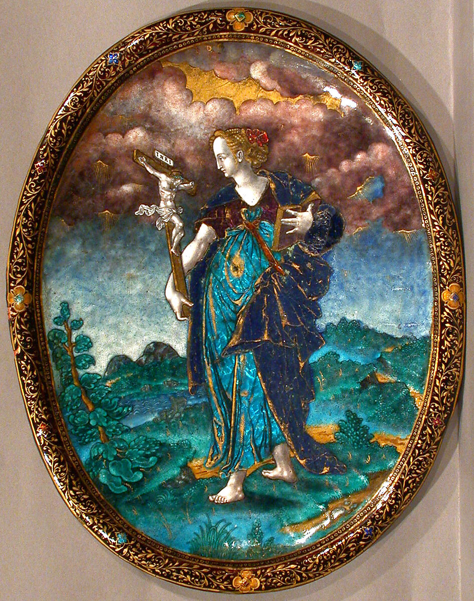 Faith, Master IDC (French, active Limoges 1614–27) or, Painted enamel, partly gilt, on copper