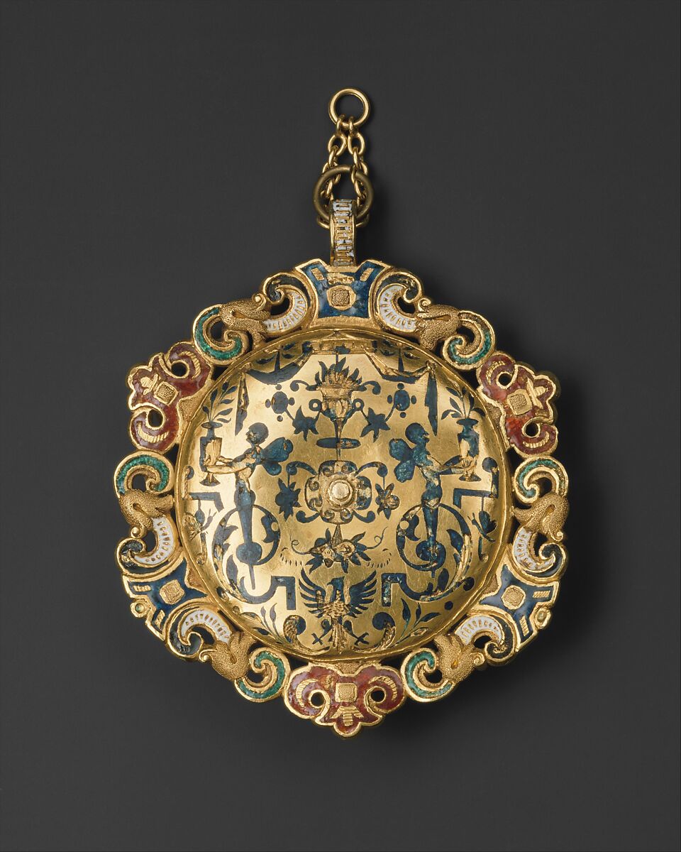 Hat Badge Mounted as a Pendant with the Flaying of Marsyas, Albert André (French, Lyons 1869–1954 Laudun), Gold, enamel and diamonds
