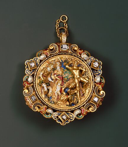 Hat Badge Mounted as a Pendant with the Flaying of Marsyas